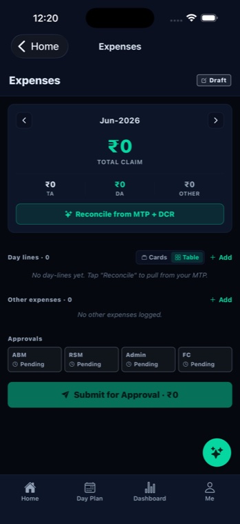 SynovaFieldIQ app — expenses