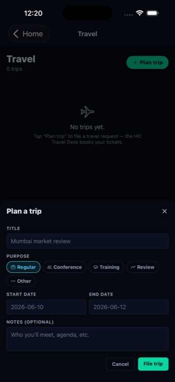 SynovaFieldIQ app — multi-leg trip planning for the field day
